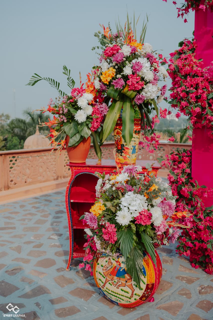 Akash & Tulika Destination Wedding Mehandi at Puratan Qila, Ranthambore - custom styling by Saaj Weddings